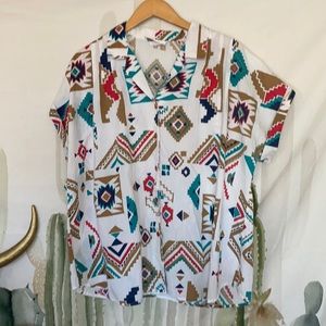 Vintage Just for Woman Tribal Button Down •42/22w•